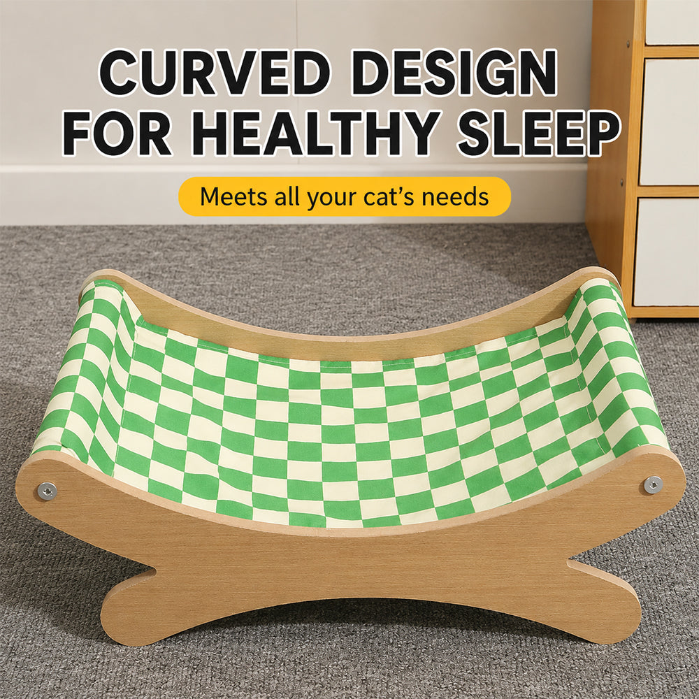 Cat Hammock Bed Wooden Frame Rocking