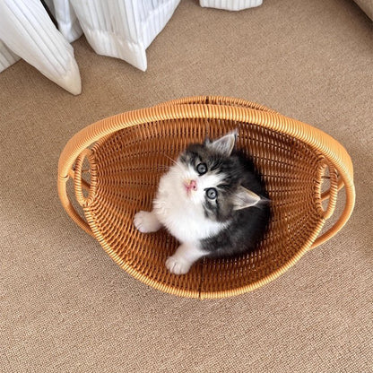 Swing Basket Cat Cradle Bed - Woven-Style Hanging Cat Lounger