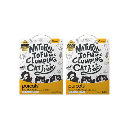 CATURE Natural Tofu & Bentonite Mixed Clumping Cat Litter 5.6kg, Strong Clumping & Dust Free