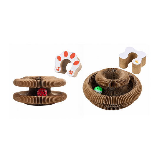 Foldable Accordion Cat Scratcher – Magnetic Corrugated Cardboard Toy