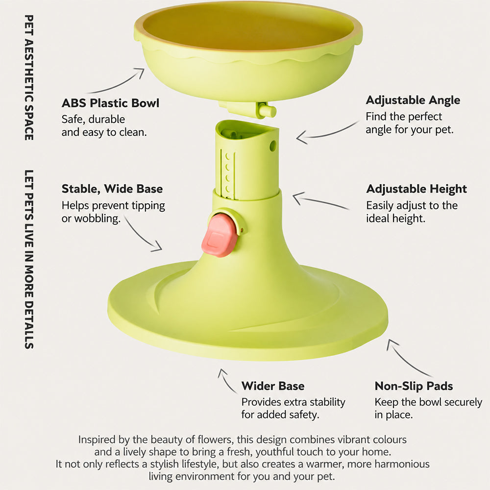 Adjustable Elevated Pet Bowl Ceramic Neck Support