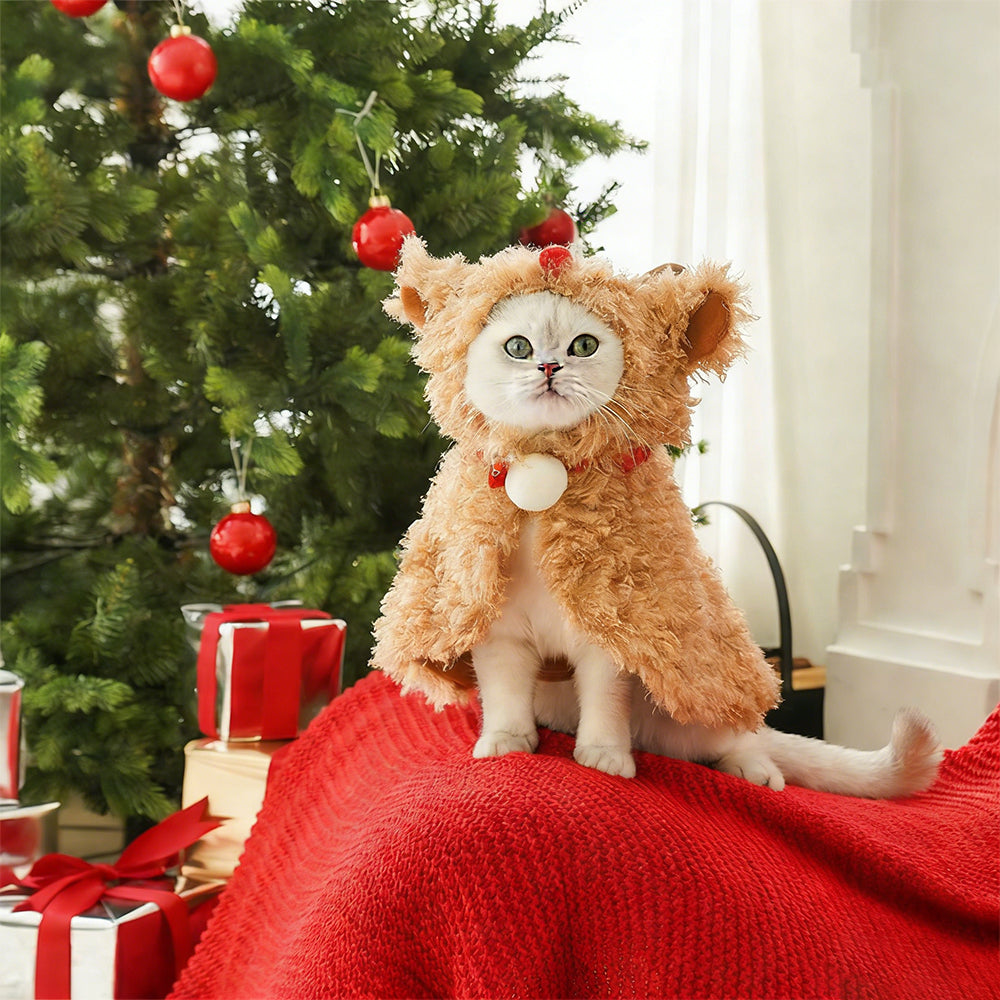ZEZE Christmas Plush Reindeer Pet Cape Costume