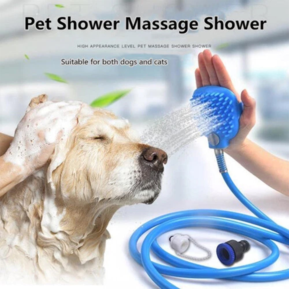 Dog Bath Grooming Kit-Shower Sprayer & Silicone Grooming Glove