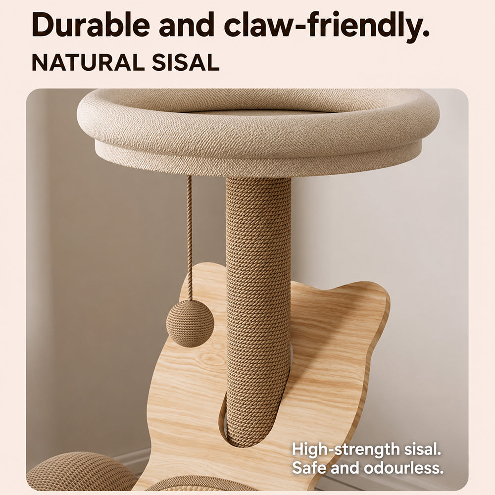 Small Cat Tree with Bed & Sisal Scratching Post