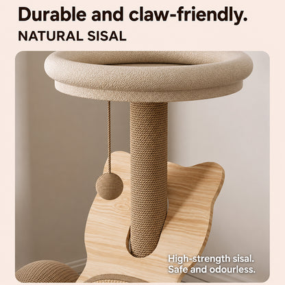 Small Cat Tree with Bed & Sisal Scratching Post