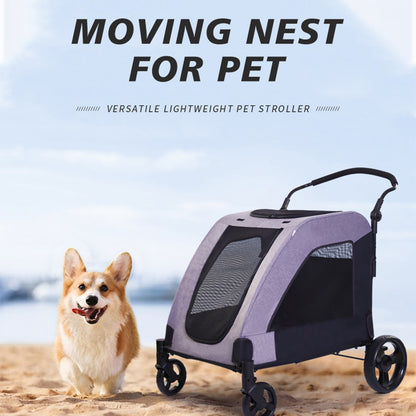 Easy Fold Pet Stroller - One-Touch Folding Design
