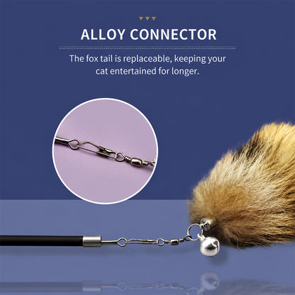 Cat Wand Toy Extendable Feather Teaser with Refill Head | PETSO