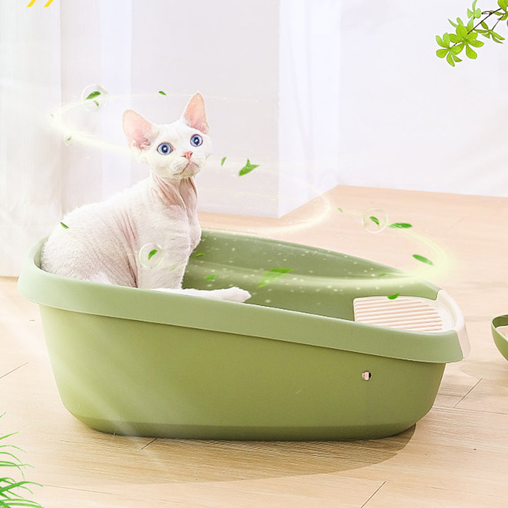 Large Open Cat Litter Box with Removable Wide Step