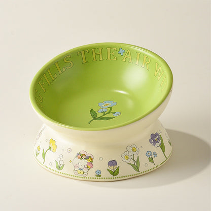 Green Rabbit Ceramic Pet Bowl
