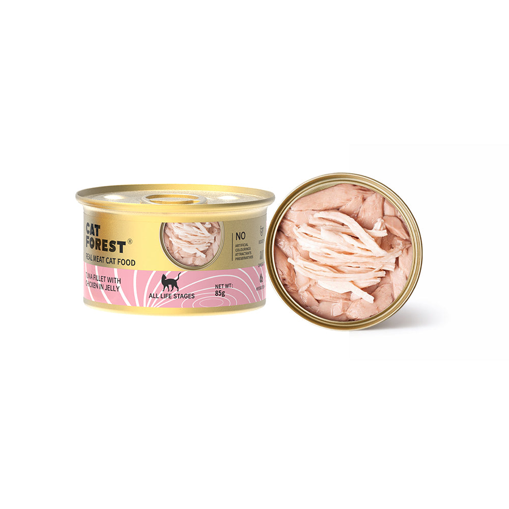 CAT FOREST Premium Tuna White Meat with Chicken in Jelly Canned Cat Food
