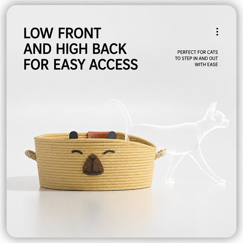 Wicker Cat Bed | Breathable All-Season with Cushion — Capybara Design