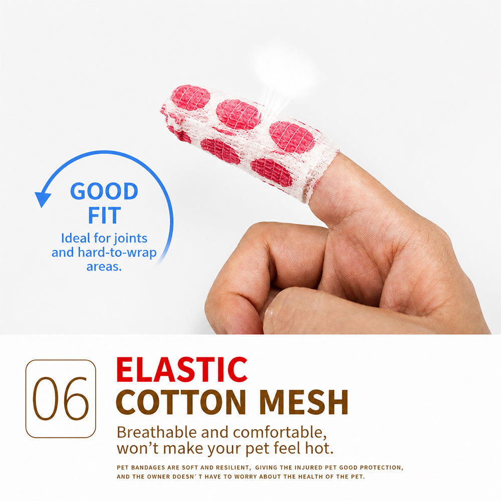 Pet Self-Adhesive Bandage – Vet Wrap Cohesive No-Glue for Cats & Dogs