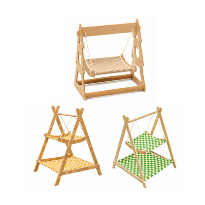 Pet Hammock Swing Bed Wooden Double Layer