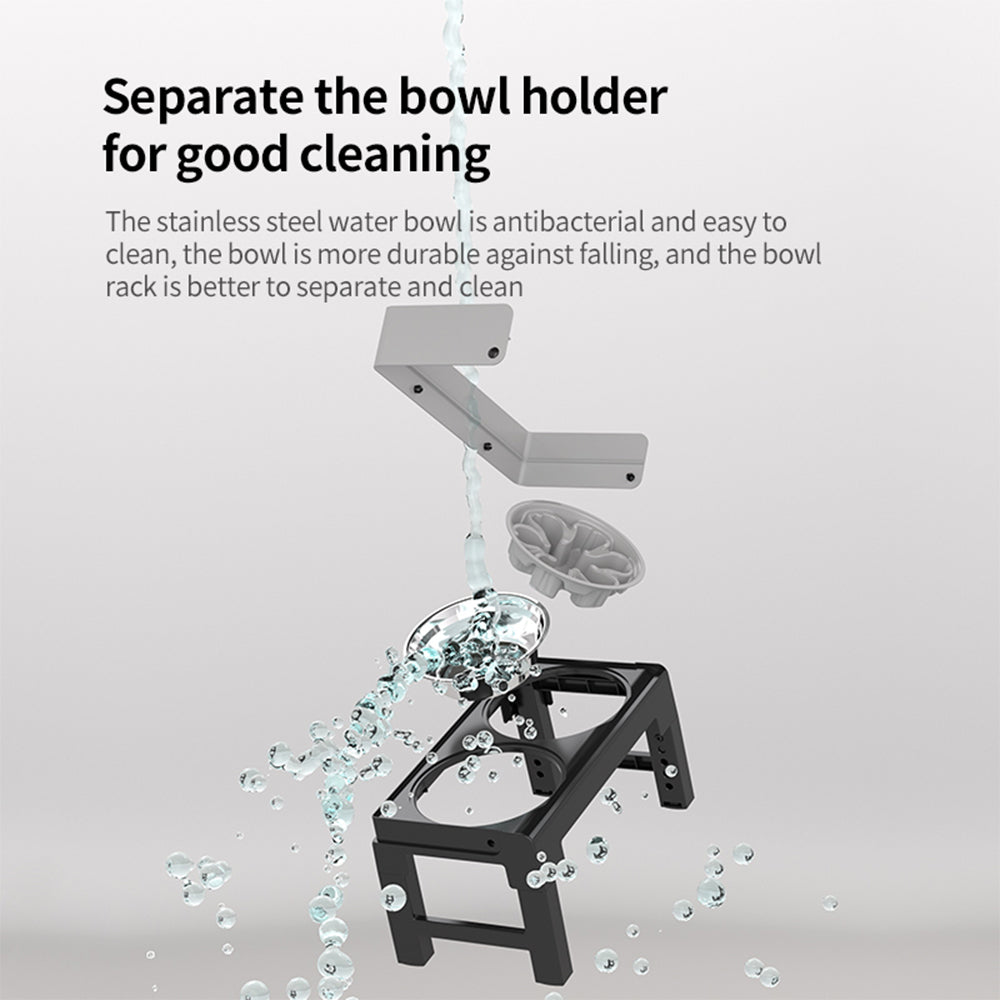 PAKEWAY Lifting Bowl With Five Height Adjustable(Two Steel Bowls)