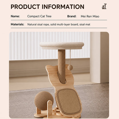 Small Cat Tree with Bed & Sisal Scratching Post