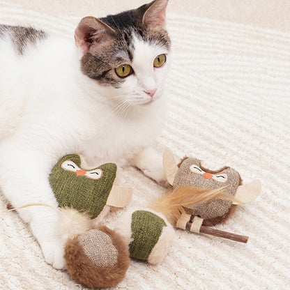 Catnip & Silvervine Chew Toy – Interactive Feather Dental Stick