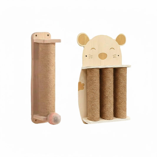 Wooden Sisal Cat Scratching Post – Durable, Wall-Friendly Design