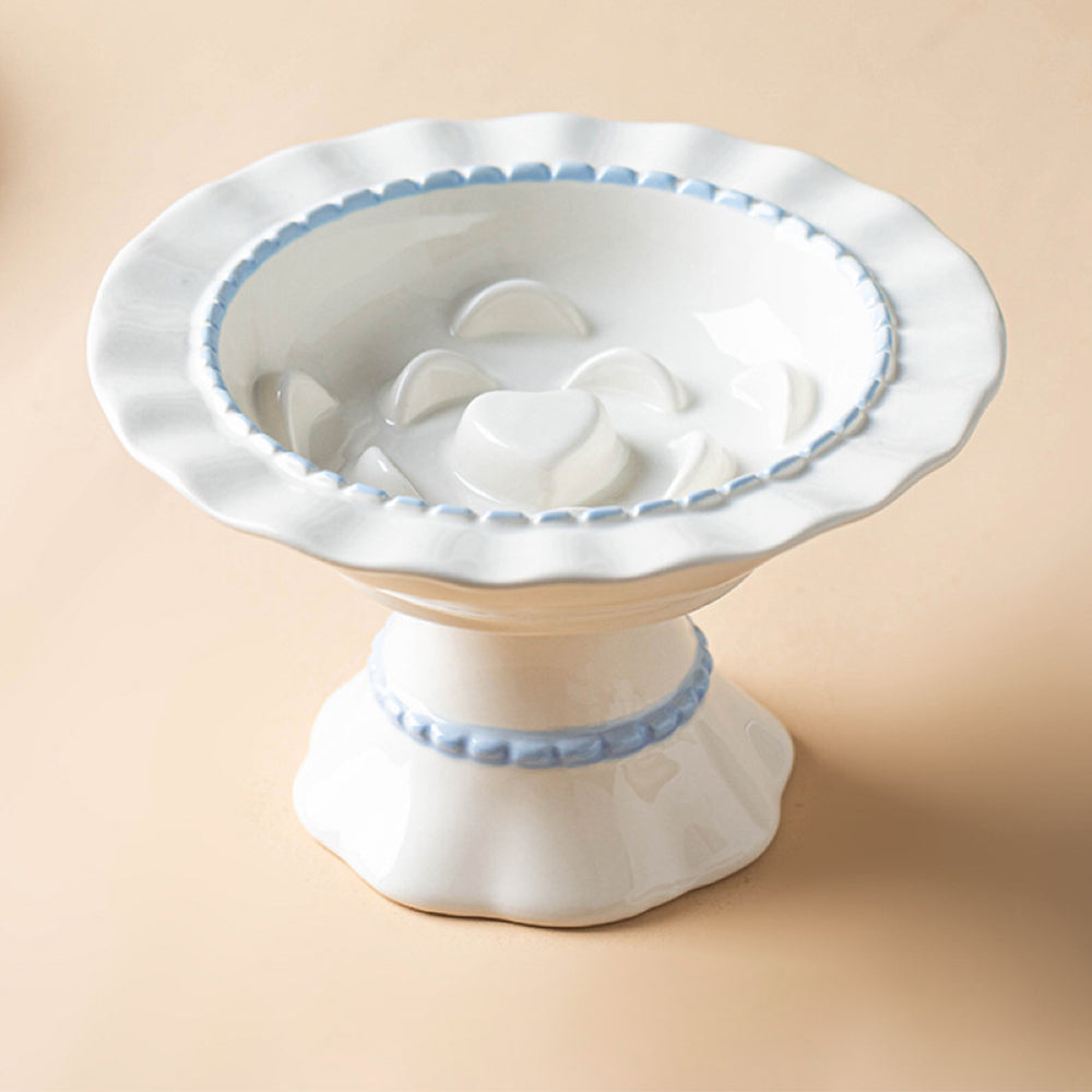 Ceramic Slow Feeder Pet Bowl – Anti-Gulping Scalloped Edge (Random Style 1pcs)