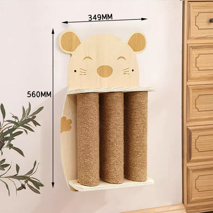 Wooden Sisal Cat Scratching Post – Durable, Wall-Friendly Design