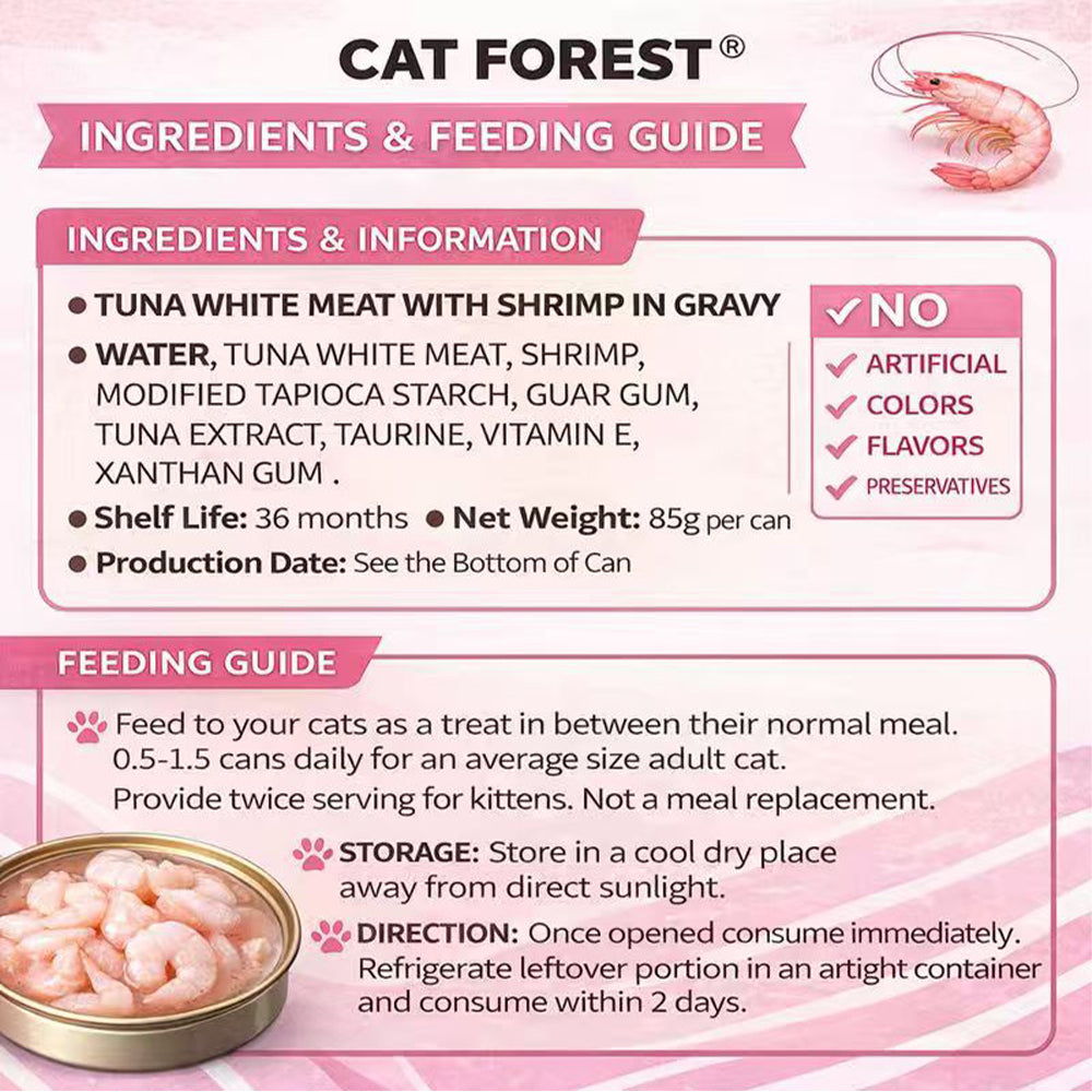 CAT FOREST Classic Tuna White Meat with Shrimp in Gravy Canned Cat Food