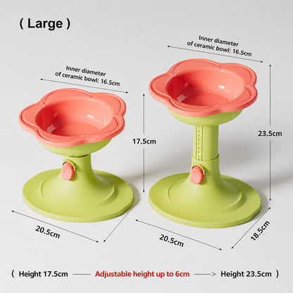Adjustable Elevated Pet Bowl Ceramic Neck Support