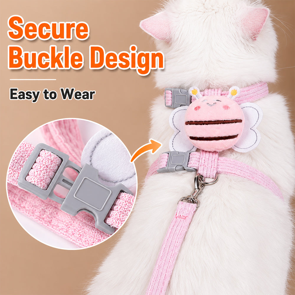 Cat Harness & Leash Set – Escape-Proof Adjustable Design | Yellow & Pink