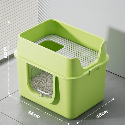 Extra Large Cat Litter Box High Sided with Grate Entry