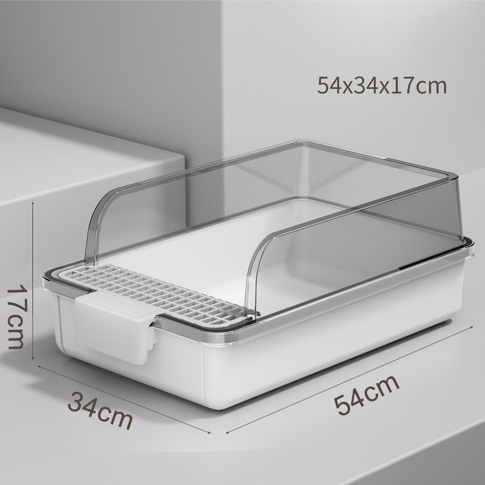 Large Cat Litter Box with Waste Drawer – Anti-Tracking Open Litter Tray