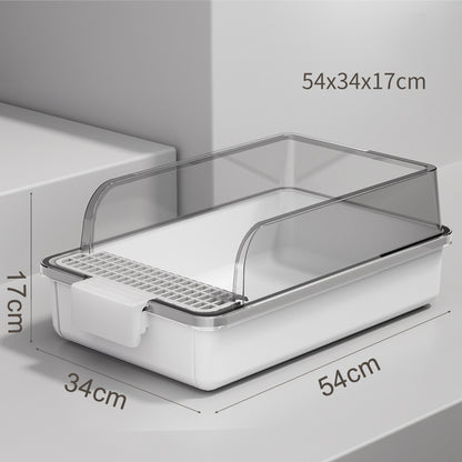 Large Cat Litter Box with Waste Drawer – Anti-Tracking Open Litter Tray