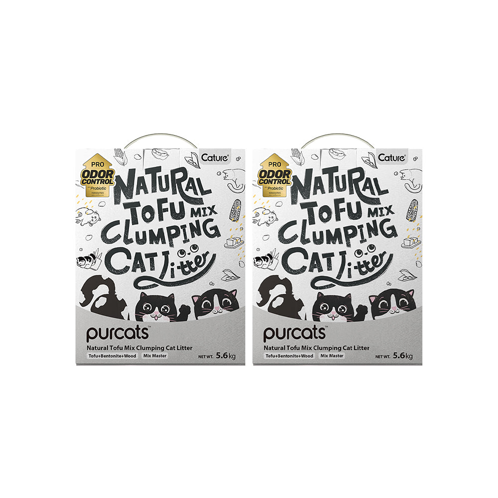 CATURE Tofu, Bentonite & Wood Mixed Clumping Cat Litter 5.6kg Value Pack, Dust-Free & Eco-friendly