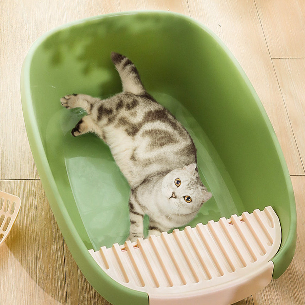 Large Open Cat Litter Box with Removable Wide Step