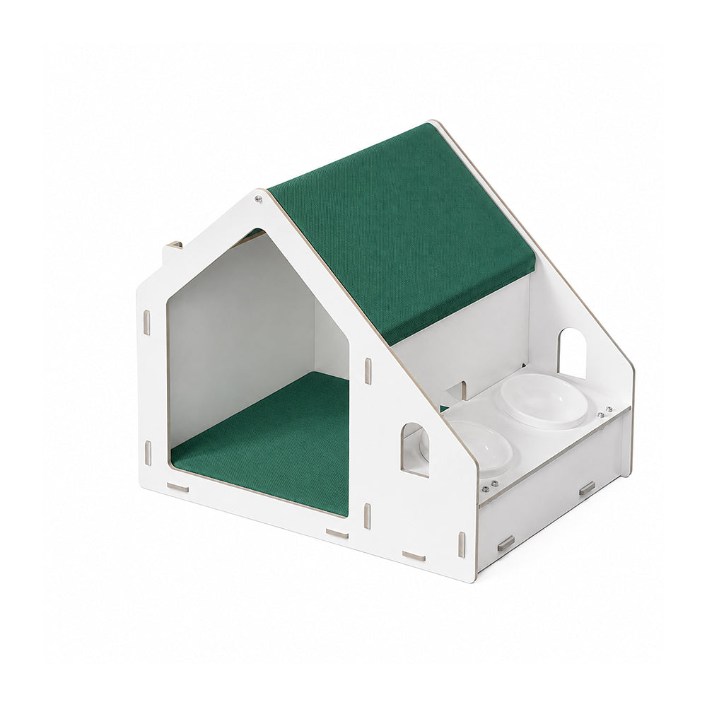 MARTINA Solid Wood Splice Cat House With Bowl