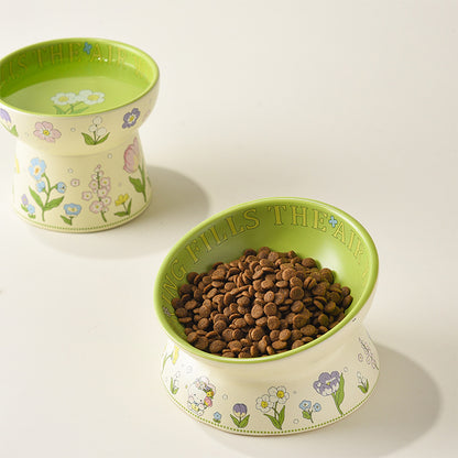 Green Rabbit Ceramic Pet Bowl