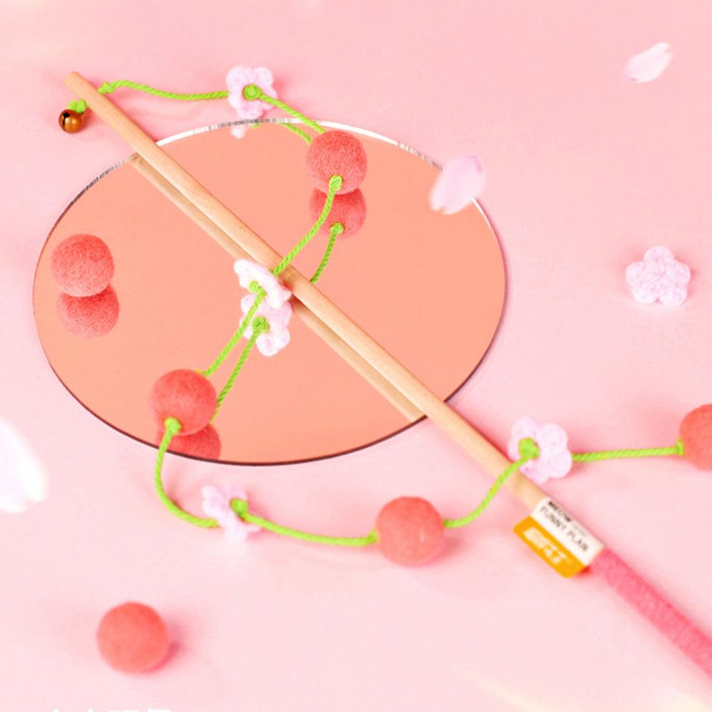 Interactive Cat Teaser Wand With Bell - Durable Long Rod Toy