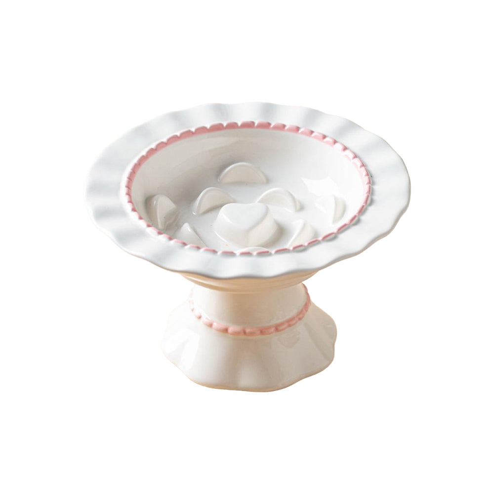 Ceramic Slow Feeder Pet Bowl – Anti-Gulping Scalloped Edge (Random Style 1pcs)