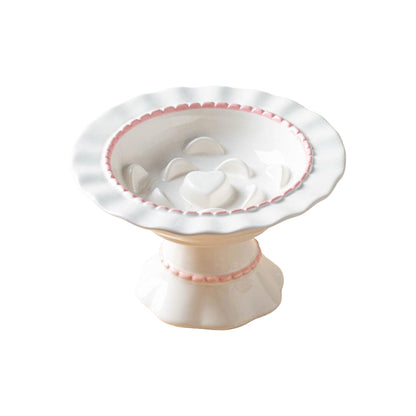 Ceramic Slow Feeder Pet Bowl – Anti-Gulping Scalloped Edge (Random Style 1pcs)