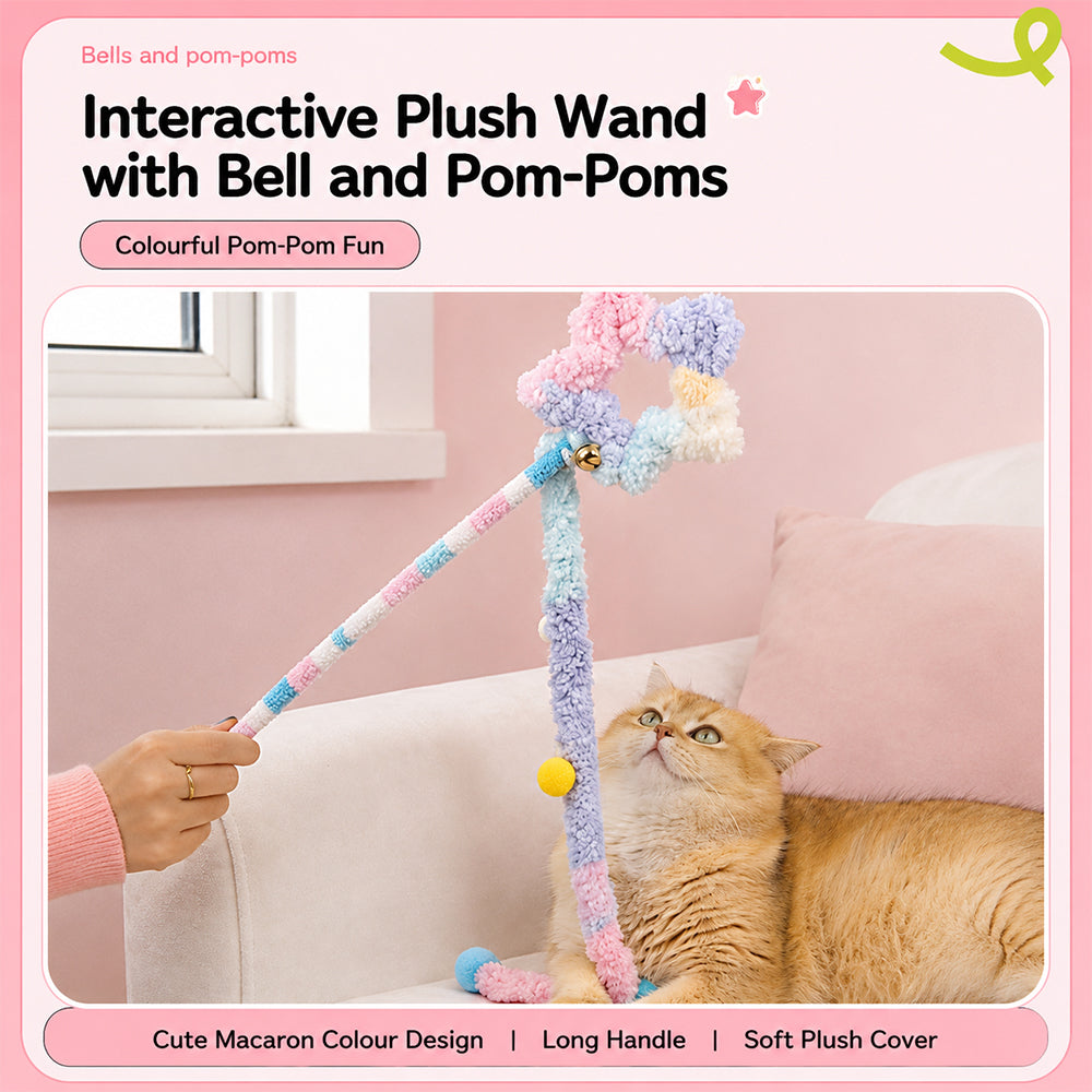 Cat Wand Toy – Interactive Feather Teaser with Replaceable Heads