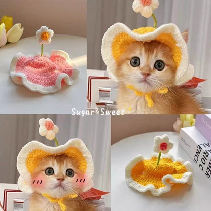 Pet Hat & Scarf | Handmade Knitted Costume for Cats & Dogs