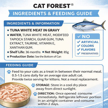 CAT FOREST Classic Tuna White Meat With Mackerel In Gravy Cat Canned Food