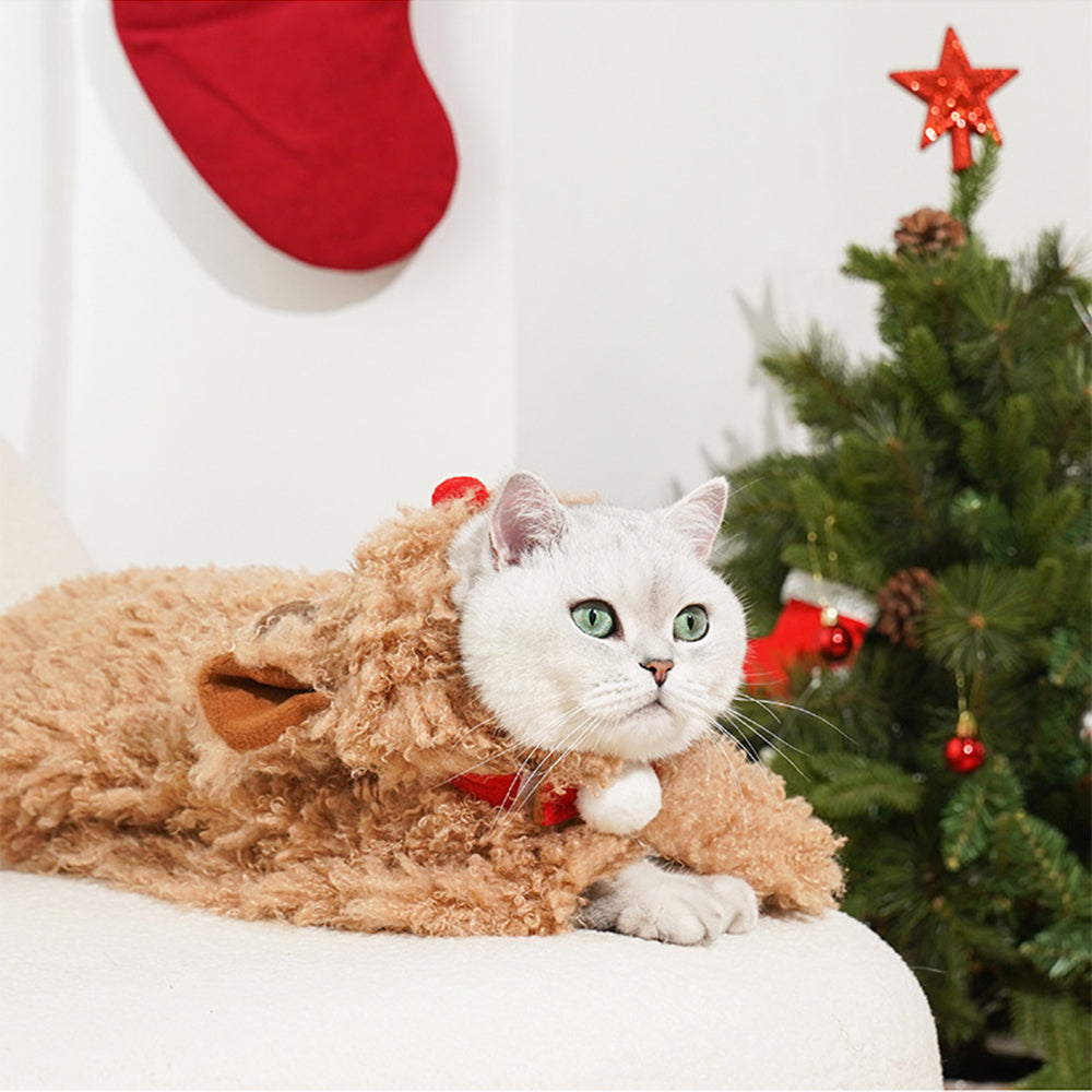 ZEZE Christmas Plush Reindeer Pet Cape Costume