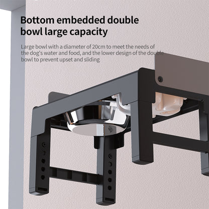 PAKEWAY Lifting Bowl With Five Height Adjustable(One Steel Bowl, One Slow Feeder)