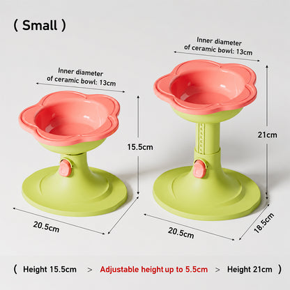 Adjustable Elevated Pet Bowl Ceramic Neck Support