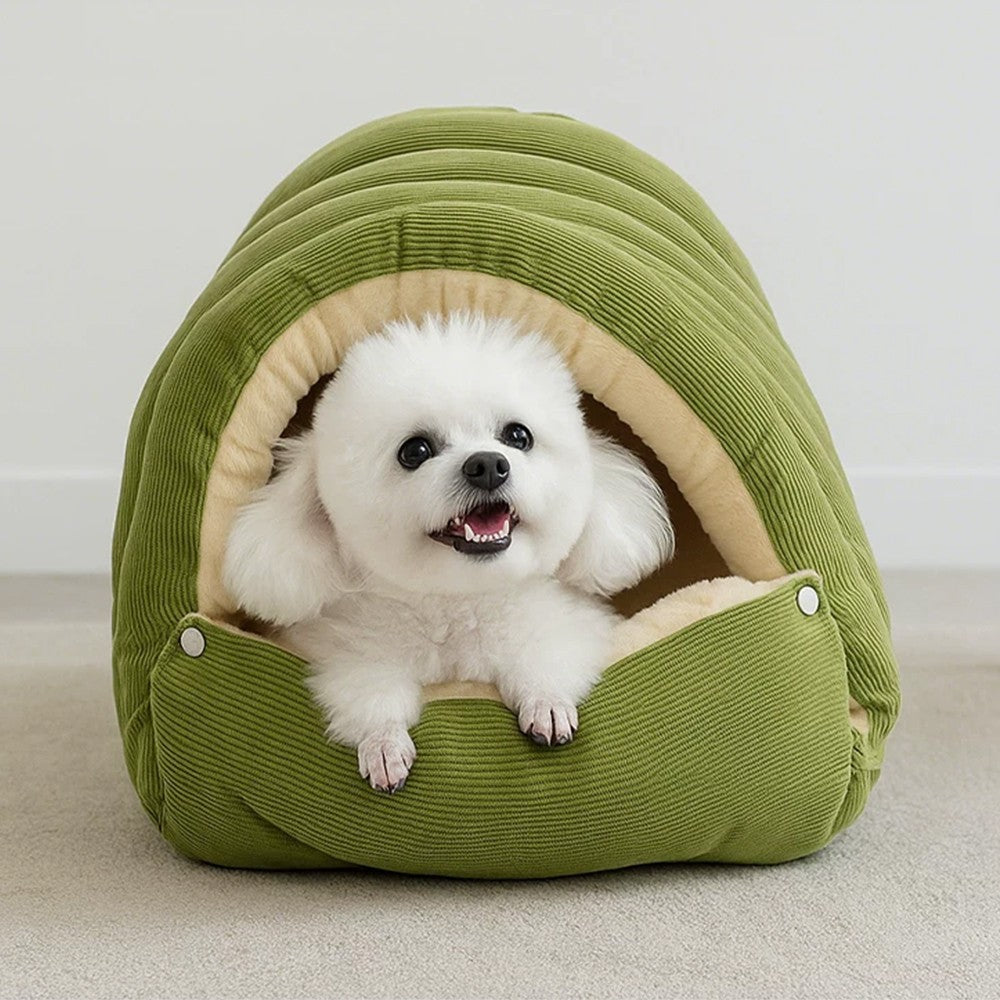 Enclosed Plush Cat Bed Cozy Winter Nest