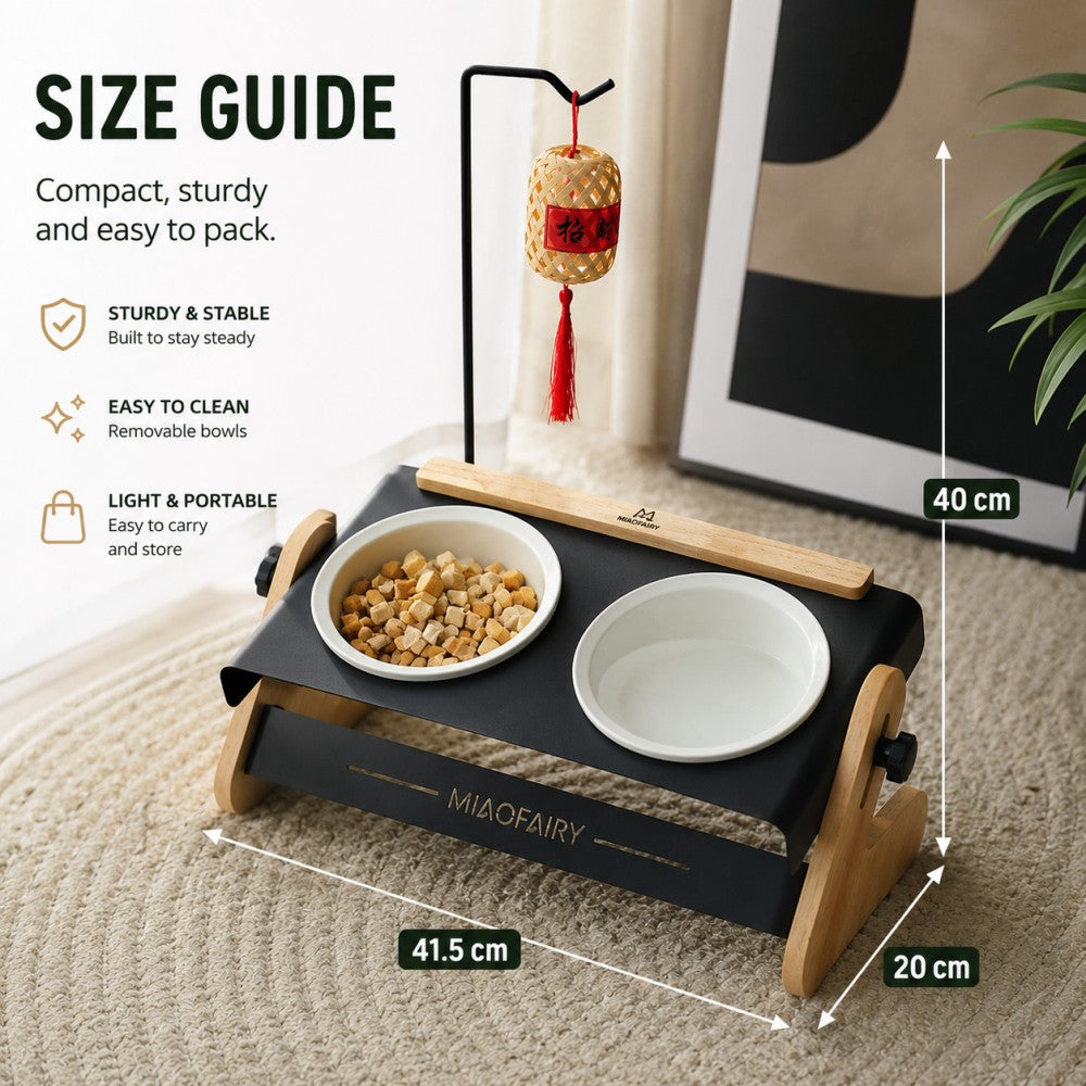 Adjustable Elevated White Pet Bowl Tilted Metal Stand