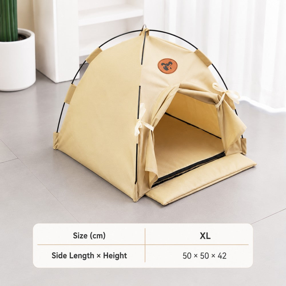 Summer Foldable Tent Pet Bed with Removable Cushion and Door Flap