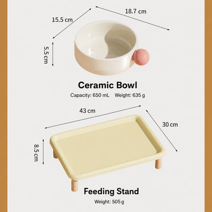 Ceramic Cat Bowl Set with Elevated Stand