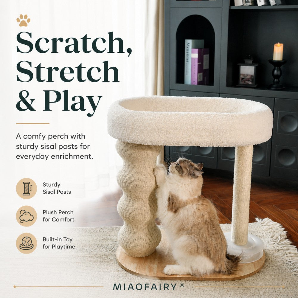 Cat Tree with Track Toy Sisal Scratching Post Gourd Style
