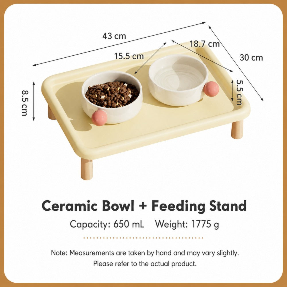 Ceramic Cat Bowl Set with Elevated Stand