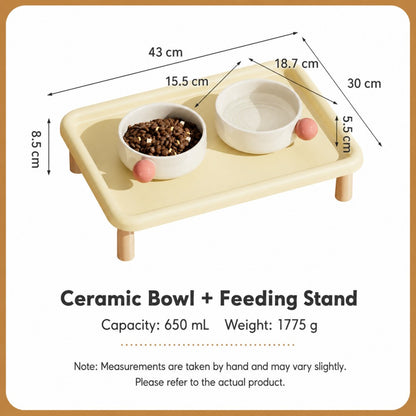 Ceramic Cat Bowl Set with Elevated Stand