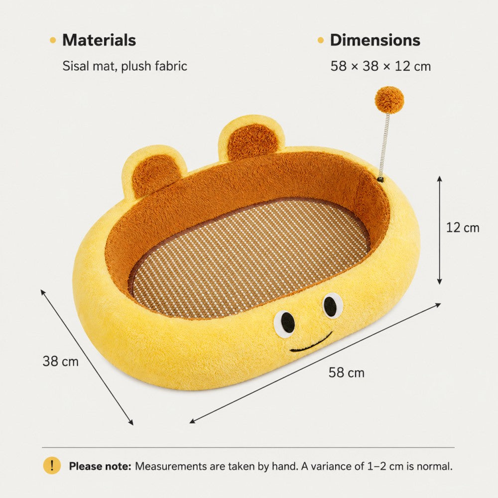 Plush Cat Scratcher Bed Cozy Soft-Yellow Plush